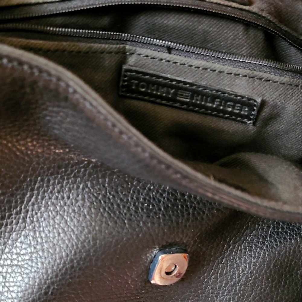 Tommy Hilfiger Black Leather Crossbody Backpack - Picture 5 of 5